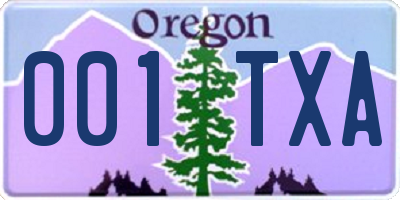 OR license plate 001TXA