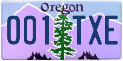 OR license plate 001TXE