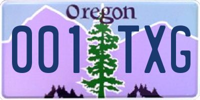 OR license plate 001TXG