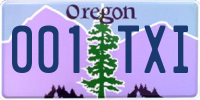 OR license plate 001TXI