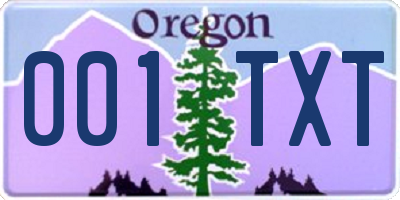 OR license plate 001TXT