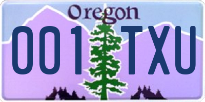 OR license plate 001TXU
