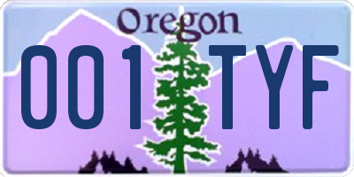 OR license plate 001TYF