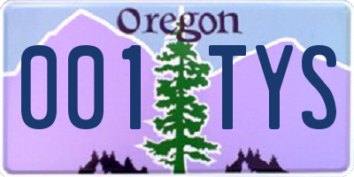 OR license plate 001TYS