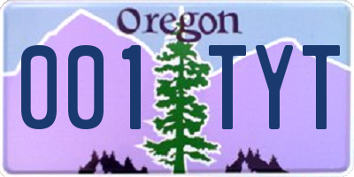 OR license plate 001TYT