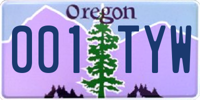 OR license plate 001TYW