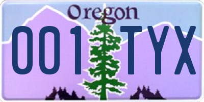 OR license plate 001TYX