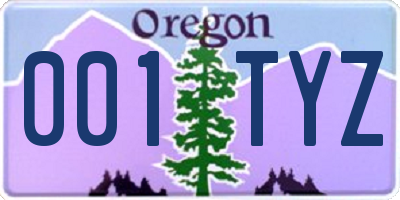 OR license plate 001TYZ