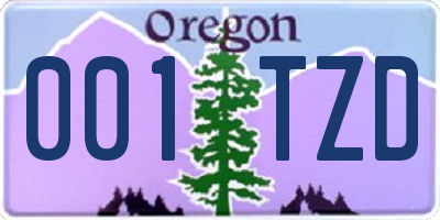 OR license plate 001TZD