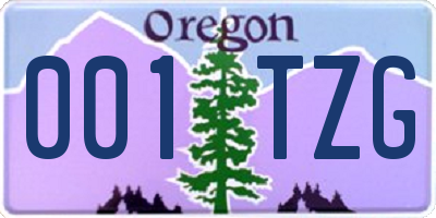 OR license plate 001TZG