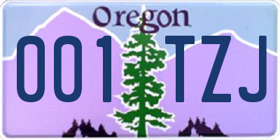 OR license plate 001TZJ