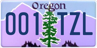 OR license plate 001TZL