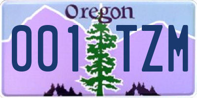 OR license plate 001TZM