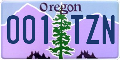 OR license plate 001TZN