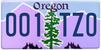 OR license plate 001TZO