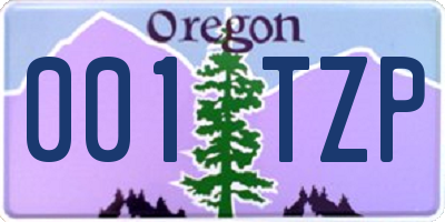 OR license plate 001TZP