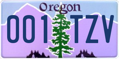 OR license plate 001TZV