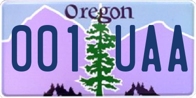 OR license plate 001UAA