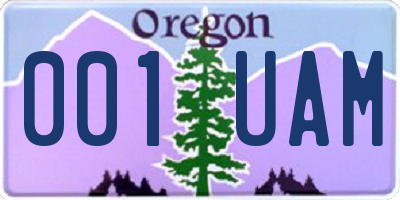 OR license plate 001UAM