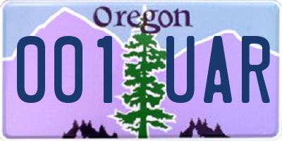 OR license plate 001UAR