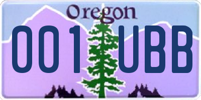 OR license plate 001UBB