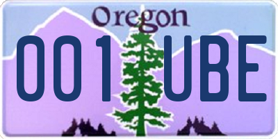 OR license plate 001UBE