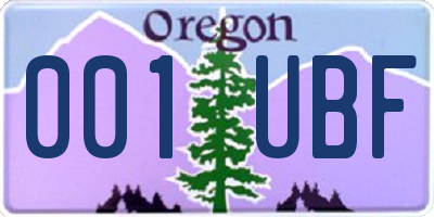 OR license plate 001UBF