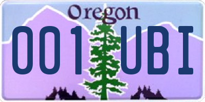 OR license plate 001UBI