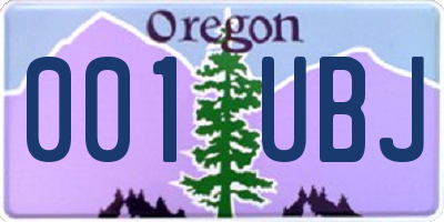OR license plate 001UBJ