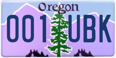 OR license plate 001UBK
