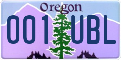 OR license plate 001UBL