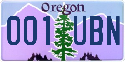 OR license plate 001UBN