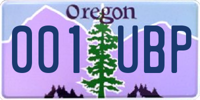 OR license plate 001UBP