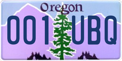 OR license plate 001UBQ