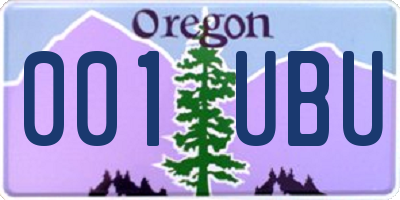 OR license plate 001UBU