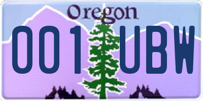 OR license plate 001UBW