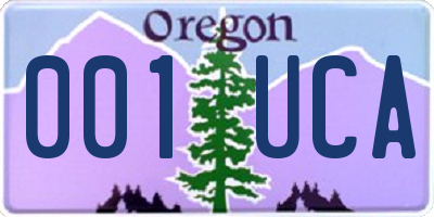 OR license plate 001UCA