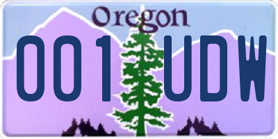 OR license plate 001UDW