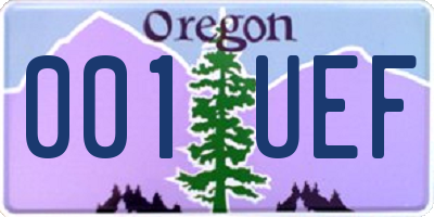 OR license plate 001UEF