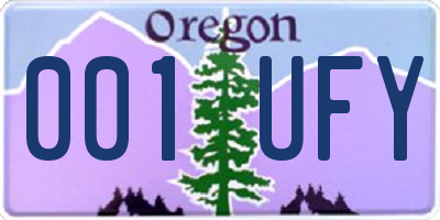 OR license plate 001UFY