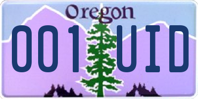 OR license plate 001UID