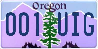 OR license plate 001UIG