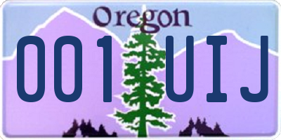 OR license plate 001UIJ