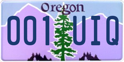 OR license plate 001UIQ