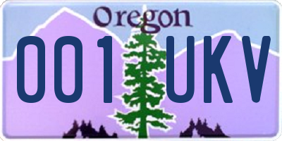 OR license plate 001UKV