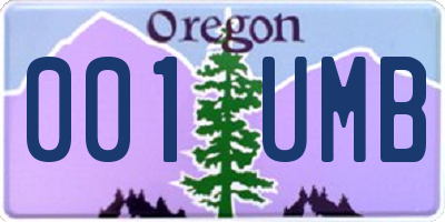 OR license plate 001UMB