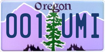 OR license plate 001UMI