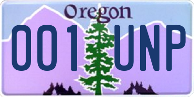OR license plate 001UNP