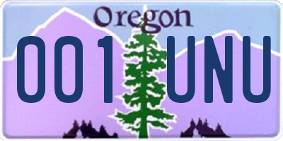 OR license plate 001UNU