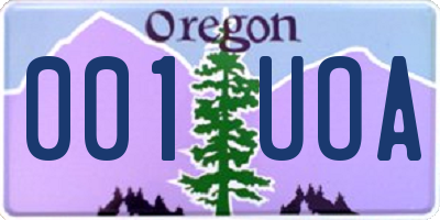 OR license plate 001UOA